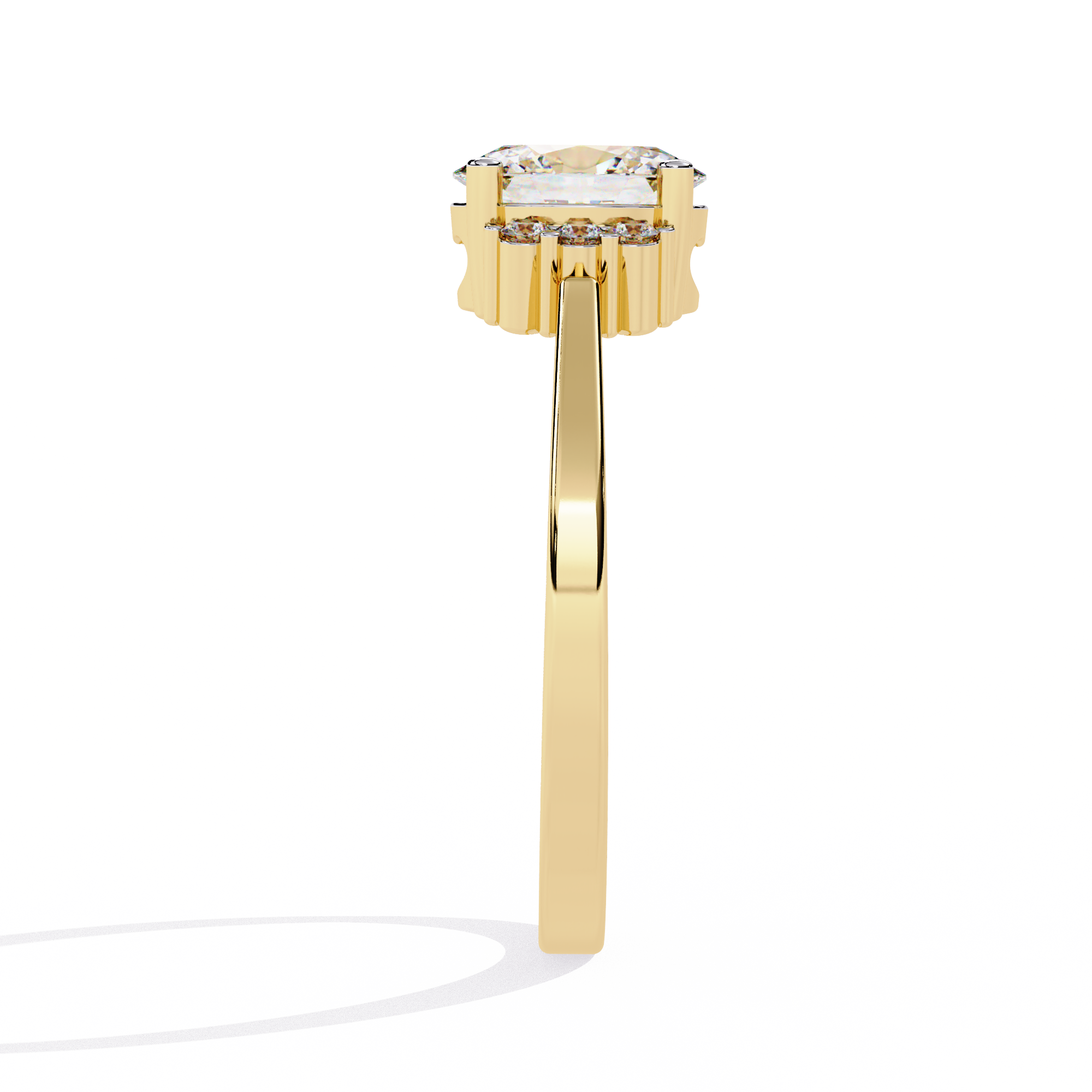 Solitairekart-0.72 CT Lab Grown Oval Halo Cluster Diamond Ring in 14K Yellow Gold